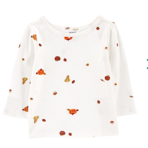 🍁🍂Carter Baby Girl Carter's Autumn Gourd Tee, Acorn Jumper, & Headwrap Set NWT - Picture 7 of 8